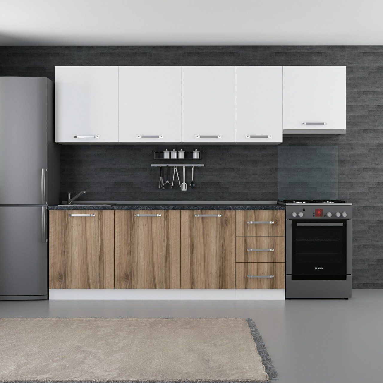 Minar 275 Cm Mutfak Dolabı Beyaz Dore 275-D7