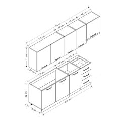 Minar 275 Cm Mutfak Dolabı Beyaz Dore 275-D7