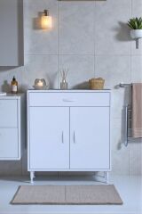 Fre 75 cm Çok Amaçlı Dolap 1 Raflı Tek Çekmeceli Banyo Mutfak Dolabı 75x88x32,5 cm Organizer Dolap