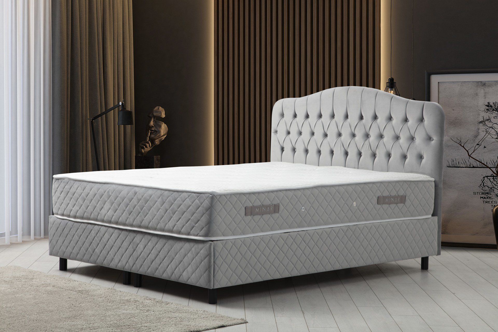 Vassi Baza+Başlık+Sonta Yatak Gri