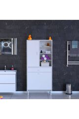 Rule Sepetli Banyo/Mutfak Dolabı 75 cm Genişliğe Sahip 75x171x32,5 cm İki Sepetli Beyaz Dolap