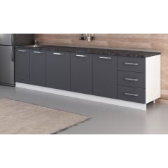 Minar 300 Cm Mutfak Dolabı Beyaz Antrasit 300-A1-Alt Modül