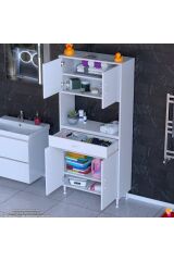 Artex 80 cm Yüksek Organizasyonlu Boy Dolabı 80x173x32,5 cm Beyaz Banyo/Mutfak Dolabı