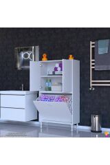 Miretta Üst Bölme Kapaklı Altı Kirli Sepetli Dolap 80 cm Genişlik Beyaz 80x138x32,5 cm Dolap