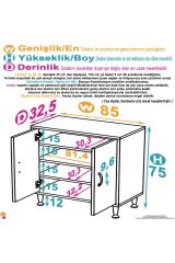 Nirat 85 cm 4 Bölmeli Beyaz Banyo Mutfak Dolabı 3 Raflı Kapaklı Çok Amaçlı Dolap 85x75x32,5 cm