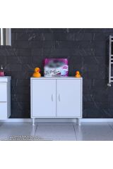 Nirat 85 cm 4 Bölmeli Beyaz Banyo Mutfak Dolabı 3 Raflı Kapaklı Çok Amaçlı Dolap 85x75x32,5 cm