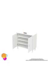 Nirat 85 cm 4 Bölmeli Beyaz Banyo Mutfak Dolabı 3 Raflı Kapaklı Çok Amaçlı Dolap 85x75x32,5 cm