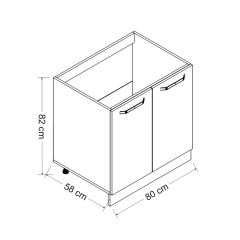 Minar 80 Cm Mutfak Dolabı Beyaz 80-B1-Alt Modül