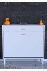Asil 90 cm Kirli Çamaşır Sepetli Banyo Dolabı 1 Çekmeceli Mutfak Çok Amaçlı Dolap 90x88x32,5 cm