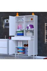 Rivo 4 Raflı Banyo/Mutfak Dolabı 90 cm Beyaz Renkli Çok Amaçlı Dolap 90x173x32,5 cm Ebatlarında