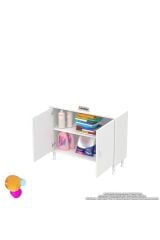 Arden 90 cm Beyaz 2 Bölmeli Banyo Düzenleyici Dolap 1 Raflı Çok Amaçlı Mutfak Dolabı 90x75x32,5 cm