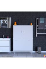 Miretta Üst Bölme Kapaklı Altı Kirli Sepetli Dolap 90 cm Genişlik Beyaz 90x138x32,5 cm Dolap