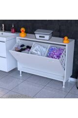 Sare 90 cm Beyaz Sepetli Banyo Dolabı,Mutfak Dolabı 90x75x32,5 cm Oyuncak Sepeti Çok Amaçlı Dolap