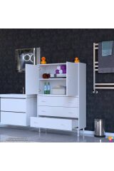 Alia Çok Kullanışlı Dolap G:95 cm Üst Bölme Kapaklı Alt Bölme Çekmeceli 95x138x32,5 cm Modüler Dolap