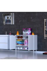 Sabir 100 cm 2 Raflı Beyaz Banyo Mutfak Dolabı 3 Bölmeli Çok Amaçlı Dolap 100x75x32,5 cm Düzenleyici