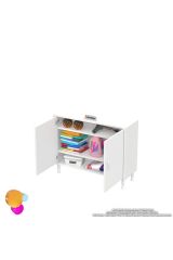 Sabir 100 cm 2 Raflı Beyaz Banyo Mutfak Dolabı 3 Bölmeli Çok Amaçlı Dolap 100x75x32,5 cm Düzenleyici