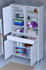 Funci Beyaz Renk G:100 cm Banyo Dolabı 3 Kapaklı 7 Raflı Dolap 100x173x32,5 cm Boyutlarında Dolap