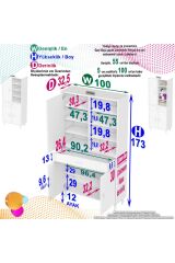 Funci Beyaz Renk G:100 cm Banyo Dolabı 3 Kapaklı 7 Raflı Dolap 100x173x32,5 cm Boyutlarında Dolap