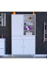 Funci Beyaz Renk G:100 cm Banyo Dolabı 3 Kapaklı 7 Raflı Dolap 100x173x32,5 cm Boyutlarında Dolap