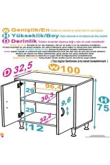 Arden 100 cm Beyaz 2 Bölmeli Banyo Düzenleyici Dolap 1 Raflı Çok Amaçlı Mutfak Dolabı 100x75x32,5 cm