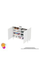 Nirat 100 cm 4 Bölmeli Beyaz Banyo Mutfak Dolabı 3 Raflı Kapaklı Çok Amaçlı Dolap 100x75x32,5 cm