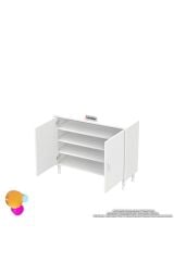 Nirat 100 cm 4 Bölmeli Beyaz Banyo Mutfak Dolabı 3 Raflı Kapaklı Çok Amaçlı Dolap 100x75x32,5 cm