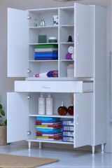 Nexa Modüler Dolap 90 Cm Banyo/Mutfak Dolabı Extra Kullanım Alanlı 90x173x32,5 cm Beyaz Dolap