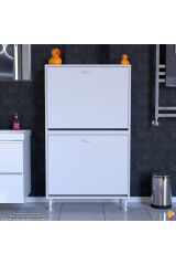 Veluna 85 cm Kirli Çamaşır Sepetli Dolap Banyo Dolabı Beyaz 85x138x32,5 cm 4 Sepetli Dolap