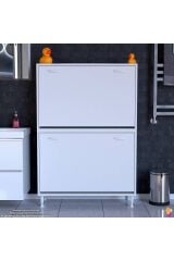 Veluna 90 cm Kirli Çamaşır Sepetli Dolap Banyo Dolabı Beyaz 90x138x32,5 cm 6 Sepetli Dolap