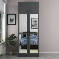 Minar Kale 2 Kapaklı 2 Aynalı Dolap Ve Yüklük Antrasit