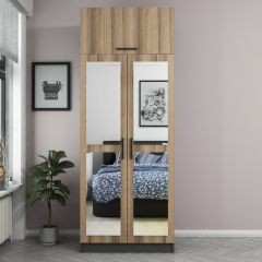 Minar Kale 2 Kapaklı 2 Aynalı Dolap Ve Yüklük Antrasit Dore