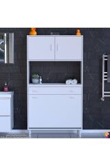 Seris Sepetli ve Çekmeceli Banyo Dolabı G:100 cm Çok Amaçlı Beyaz Düzenleyici 100x173x32,5 cm Dolap
