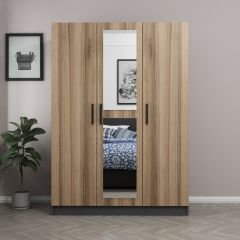 Minar Kale 3 Kapaklı 1 Aynalı 2 Çekmeceli Dolap Antrasit Dore