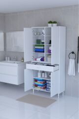 Nexa Modüler Dolap 95 Cm Banyo/Mutfak Dolabı Extra Kullanım Alanlı 95x173x32,5 cm Beyaz Dolap