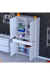 Nexa Modüler Dolap 95 Cm Banyo/Mutfak Dolabı Extra Kullanım Alanlı 95x173x32,5 cm Beyaz Dolap