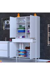 Nexa Modüler Dolap 95 Cm Banyo/Mutfak Dolabı Extra Kullanım Alanlı 95x173x32,5 cm Beyaz Dolap