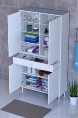 Nexa Modüler Dolap 100 Cm Banyo/Mutfak Dolabı Extra Kullanım Alanlı 100x173x32,5 cm Beyaz Dolap