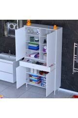 Nexa Modüler Dolap 100 Cm Banyo/Mutfak Dolabı Extra Kullanım Alanlı 100x173x32,5 cm Beyaz Dolap