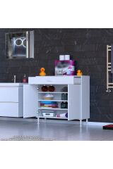 Rose 100 cm Beyaz 1 Çekmeceli Banyo Mutfak Dolabı 4 Bölmeli 3 Raflı Çok Amaçlı Dolap 100x88x32,5 cm