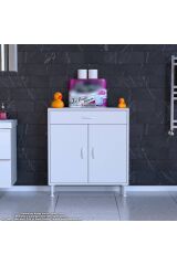Fre 85 cm Çok Amaçlı Dolap 1 Raflı Tek Çekmeceli Banyo Mutfak Dolabı 85x88x32,5 cm Organizer Dolap
