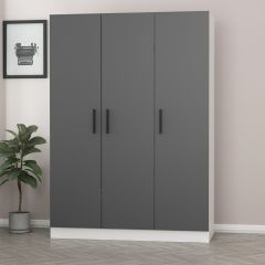 Minar Kale 3 Kapaklı 2 Çekmeceli Dolap Beyaz Antrasit