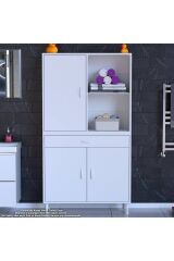 Vellum Beyaz Dolap 95x173x32,5 cm Ebatlarında Çok Fonksiyonlu 95 cm Genişlikte Banyo Dolabı