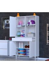 Vellum Beyaz Dolap 95x173x32,5 cm Ebatlarında Çok Fonksiyonlu 95 cm Genişlikte Banyo Dolabı