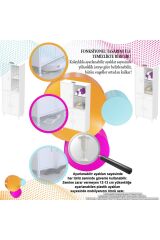 Vellum Beyaz Dolap 95x173x32,5 cm Ebatlarında Çok Fonksiyonlu 95 cm Genişlikte Banyo Dolabı