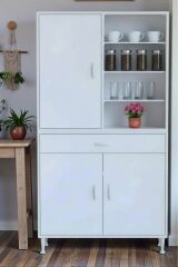 Funci Beyaz Renk G:95 cm Banyo Dolabı 3 Kapaklı 7 Raflı Dolap 95x173x32,5 cm Boyutlarında Dolap