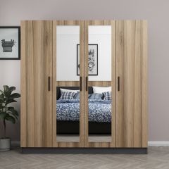 Minar Kale 4 Kapaklı 2 Aynalı 2 Çekmeceli Dolap Antrasit Dore