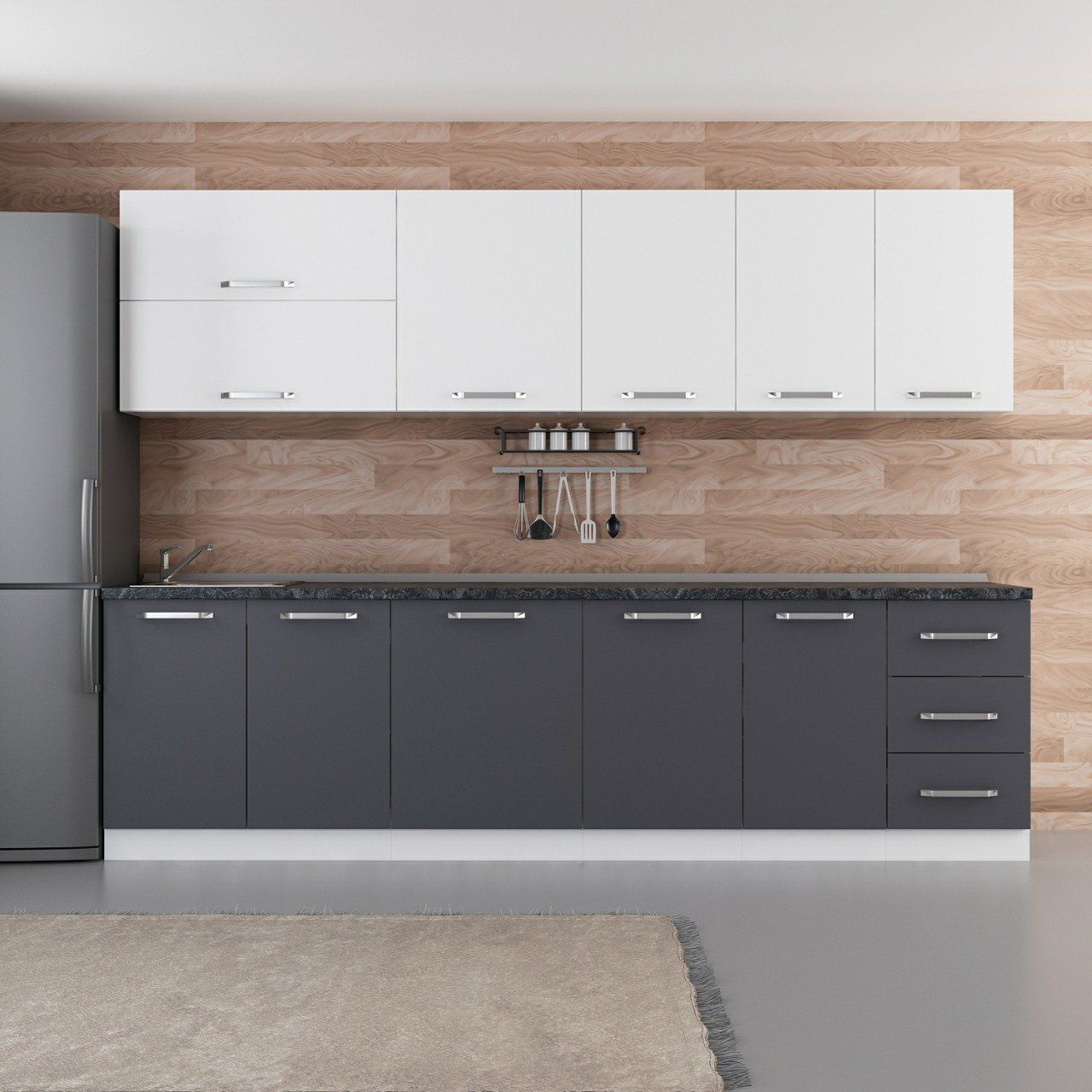 Minar 290 Cm Mutfak Dolabı Beyaz Antrasit 290-A1