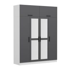 Minar Kale 4 Kapaklı 2 Aynalı 2 Ç Dolap Ve Yüklük Beyaz Antrasit