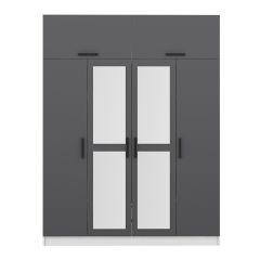 Minar Kale 4 Kapaklı 2 Aynalı 2 Ç Dolap Ve Yüklük Beyaz Antrasit