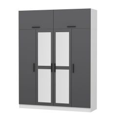 Minar Kale 4 Kapaklı 2 Aynalı 2 Ç Dolap Ve Yüklük Beyaz Antrasit